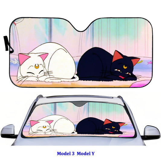Tesla Model 3 and Y Sun Shade Front UV Cover Windscreen Elon Astronaut Anime moon cats